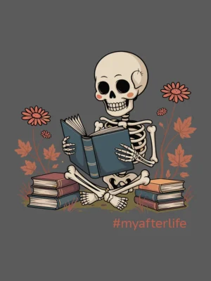 Design close up of the Afterlife t-shirt in Asphalt Grey | Smolt