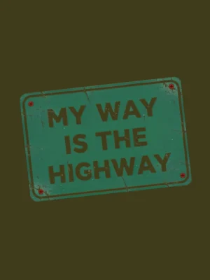 Design close-up of the High Way t-shirt in olive green | Smolt