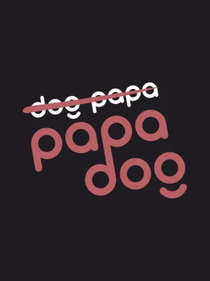 Design close-up of Papa Dog t-shirt in Black | Smolt